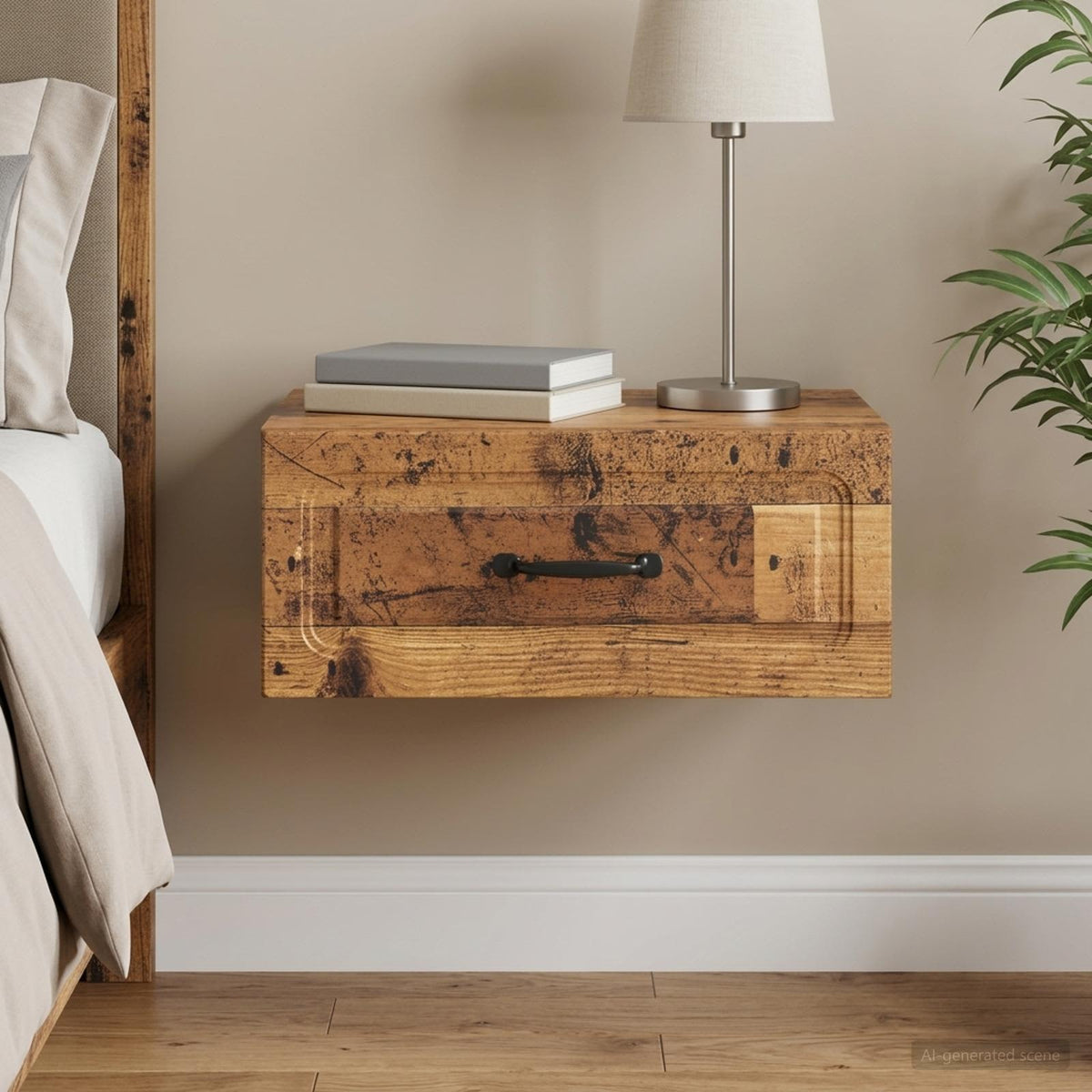 Wandbeugel Bedkast Oud hout 49 x 34,5 x 20 cm Bewerkt hout is nu te koop bij PeponiXL, paradijselijk wonen!