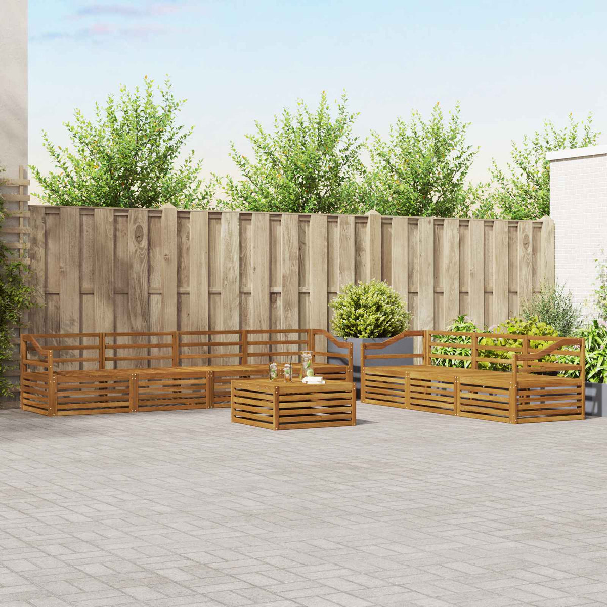 Buiten bankenset 8 pcs Naturel Massief Acaciahout is nu te koop bij PeponiXL, paradijselijk wonen!