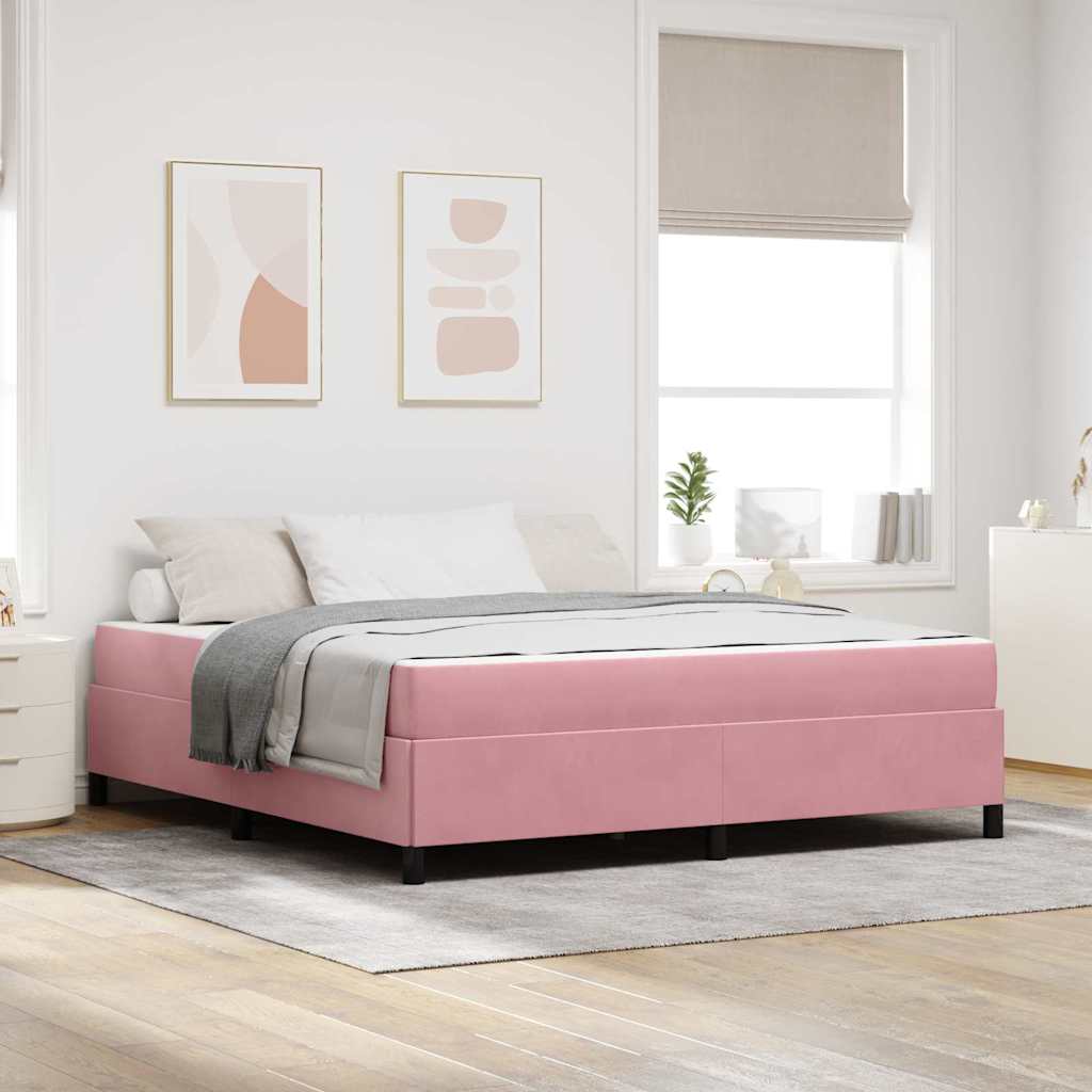 Bedframe met matras Roze 180 x 200 cm Stof is nu te koop bij PeponiXL, paradijselijk wonen!