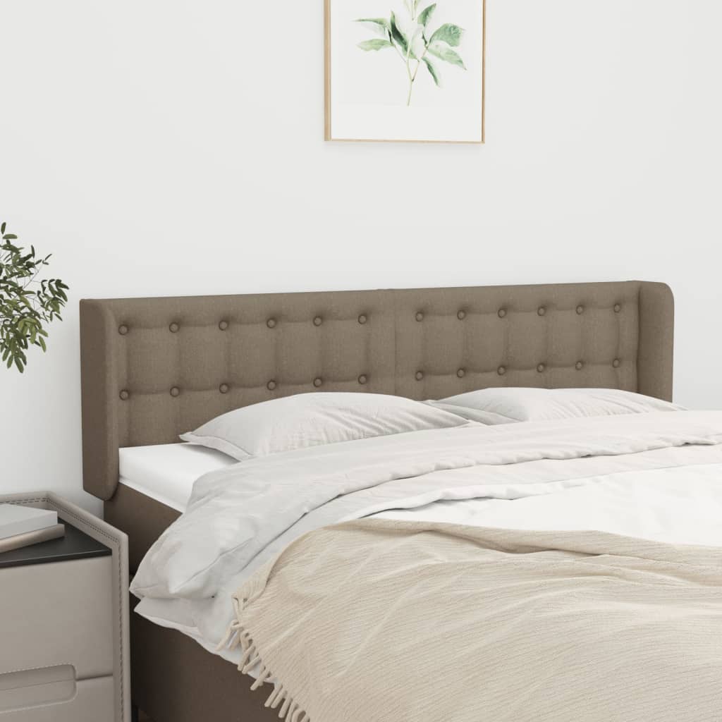 Hoofdbord met randen 147x16x78/88 cm stof taupe is nu te koop bij PeponiXL, paradijselijk wonen!