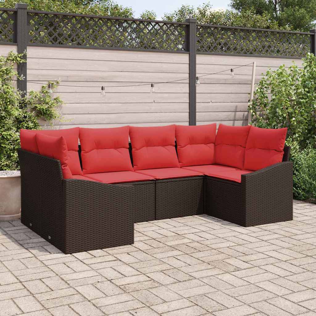 Bankstel 6 st Bruin poly rattan is nu te koop bij PeponiXL, paradijselijk wonen!