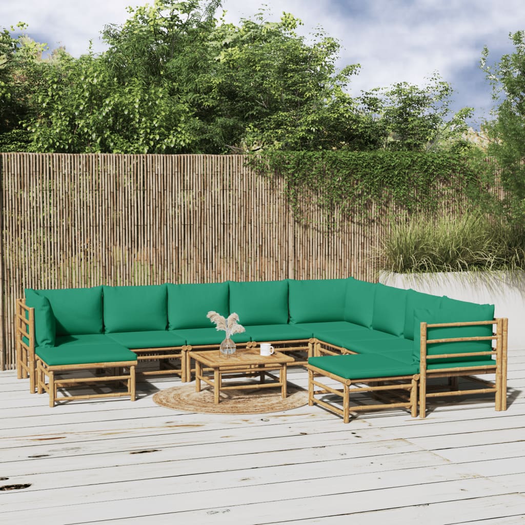 11-delige Loungeset met kussens bamboe groen is nu te koop bij PeponiXL, paradijselijk wonen!