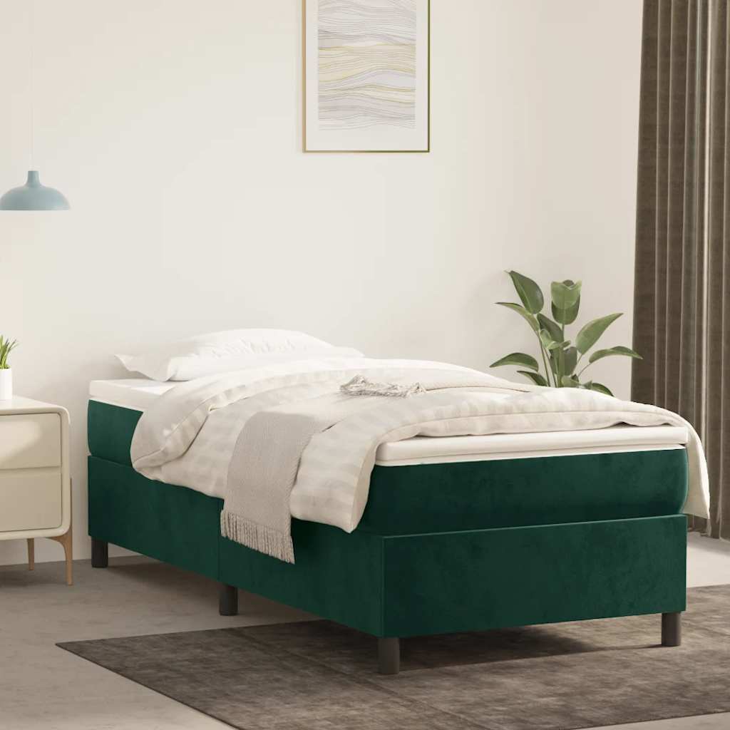 Boxspring met matras fluweel donkergroen 80x200 cm is nu te koop bij PeponiXL, paradijselijk wonen!