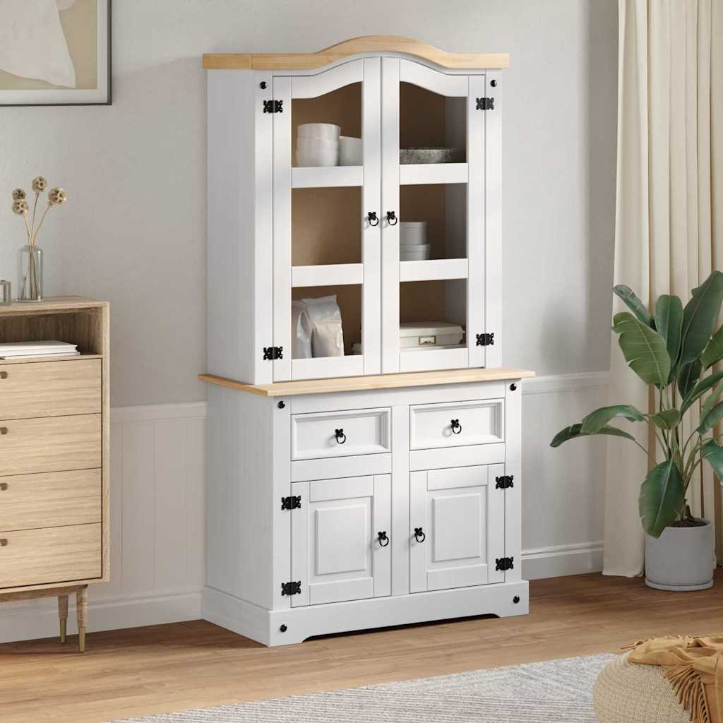 Dressoir Corona Wit 100 x 48,5 x 179 cm Massief grenenhout is nu te koop bij PeponiXL, paradijselijk wonen!