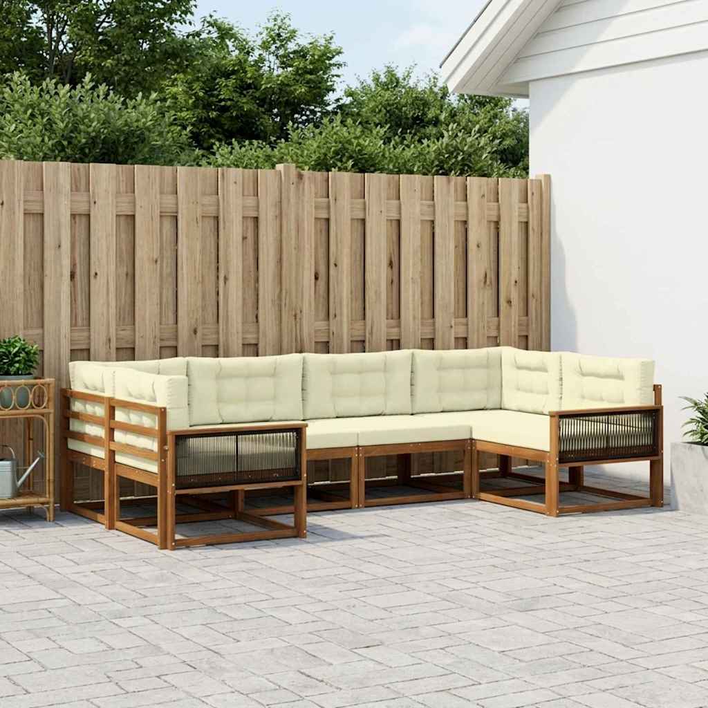 Buiten bankenset met kussen 6 pcs Natuurlijk en Crème is nu te koop bij PeponiXL, paradijselijk wonen!