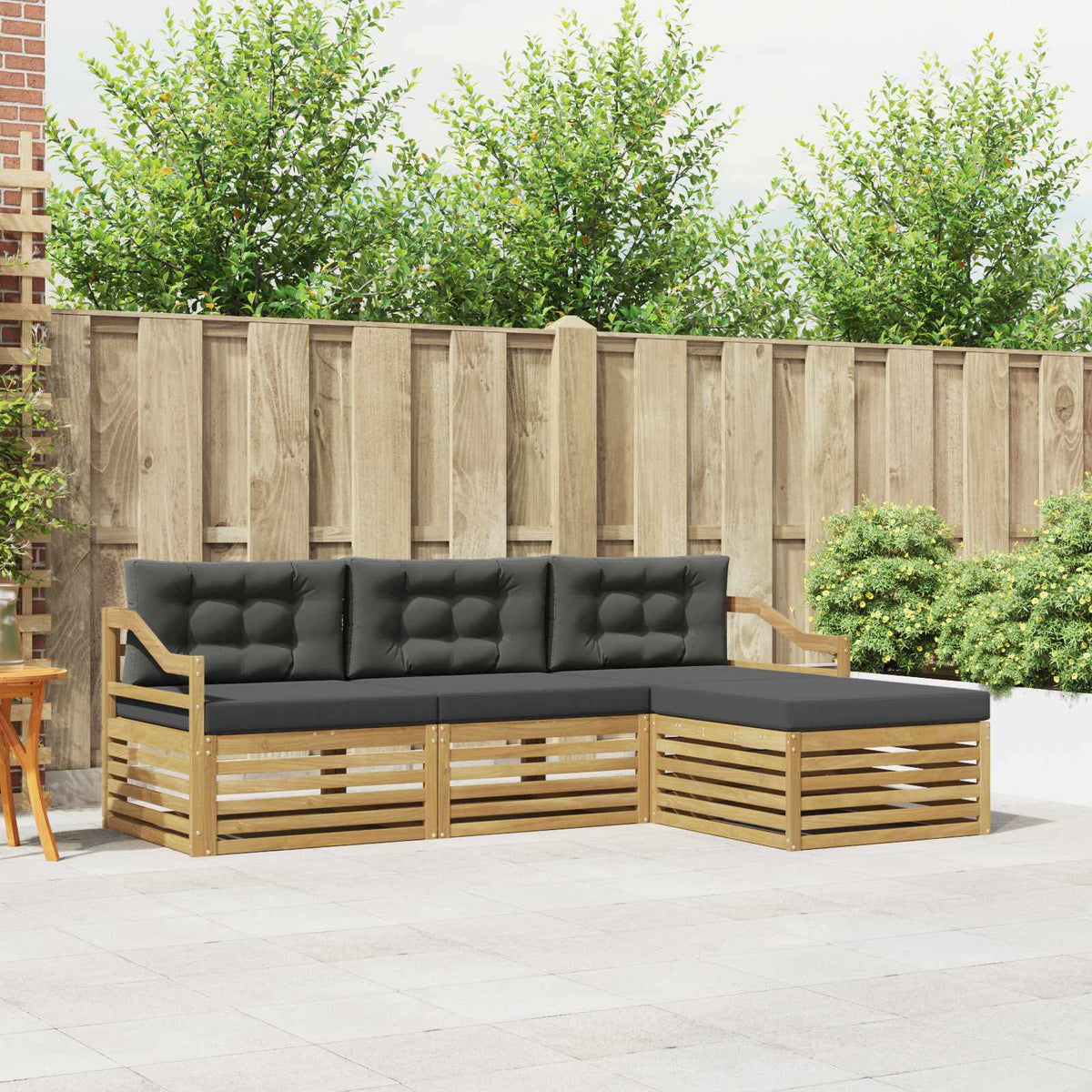 Buiten bankenset 4 pcs Wit en antracietkleurig Polyester is nu te koop bij PeponiXL, paradijselijk wonen!