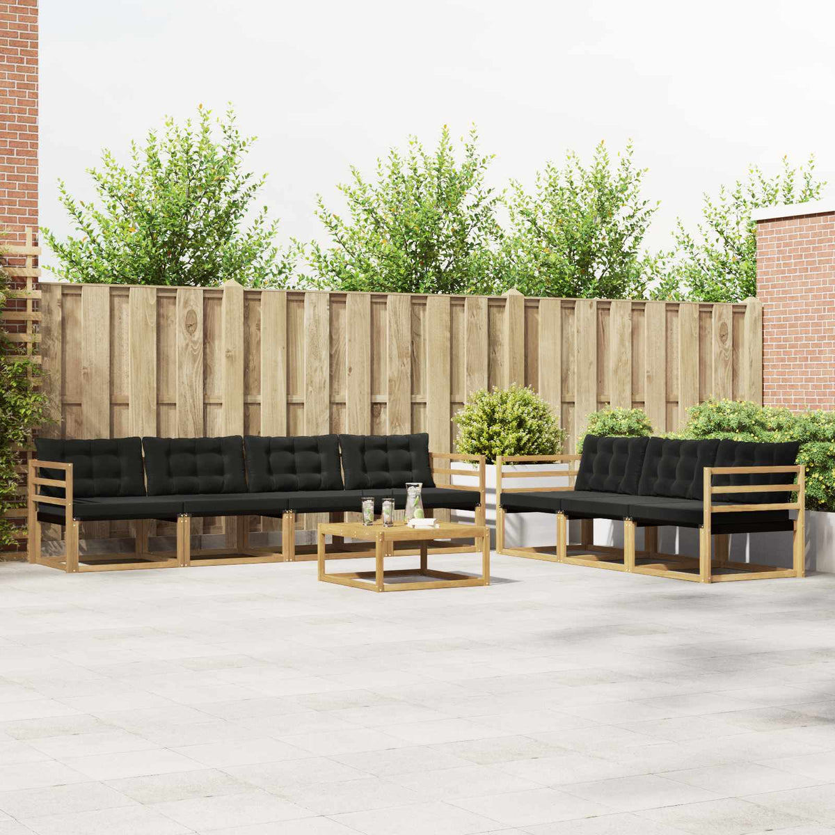 Buiten bankenset 8 pcs Wit en zwart is nu te koop bij PeponiXL, paradijselijk wonen!