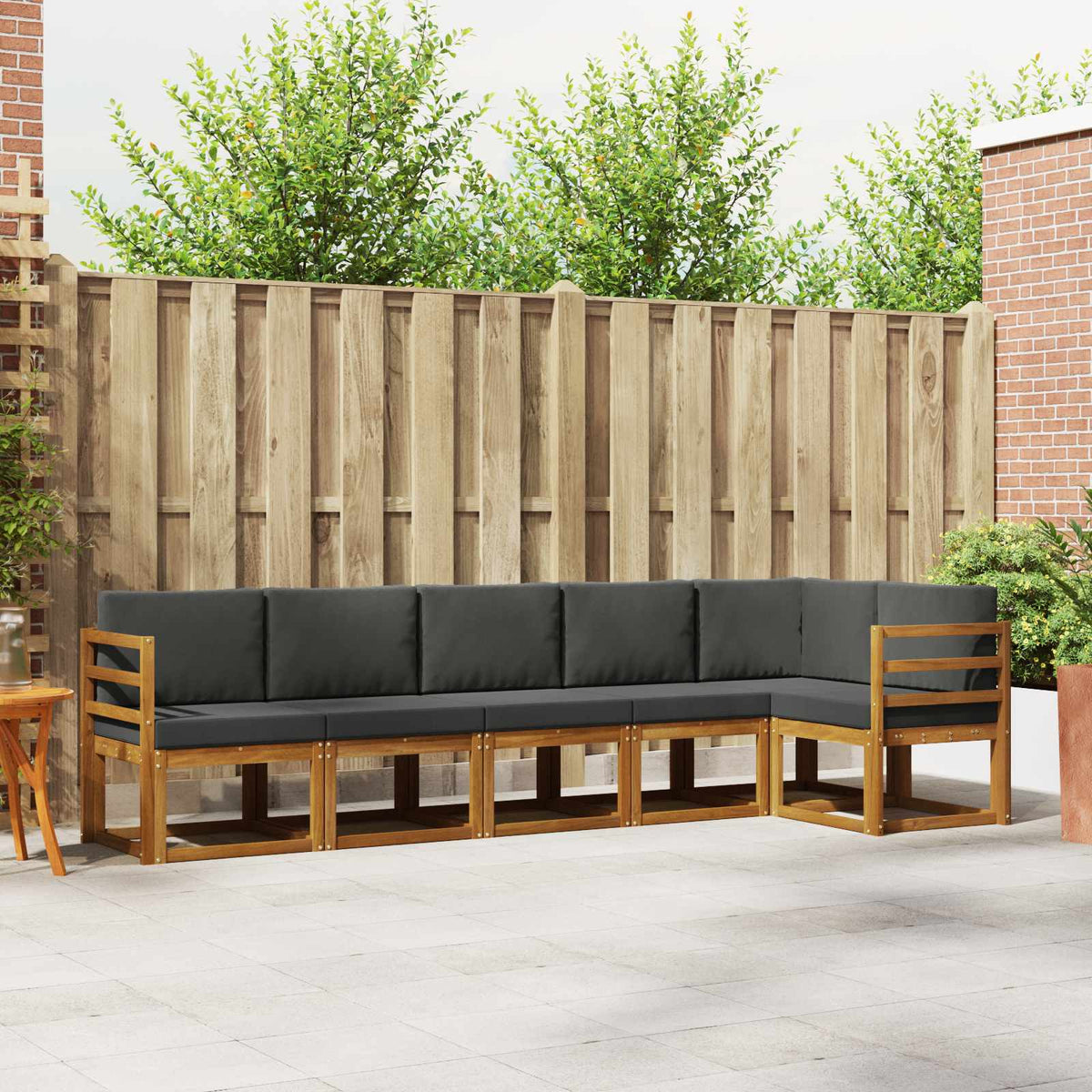 Buiten bankenset met kussen 6 pcs Natuurlijk en Antraciet is nu te koop bij PeponiXL, paradijselijk wonen!