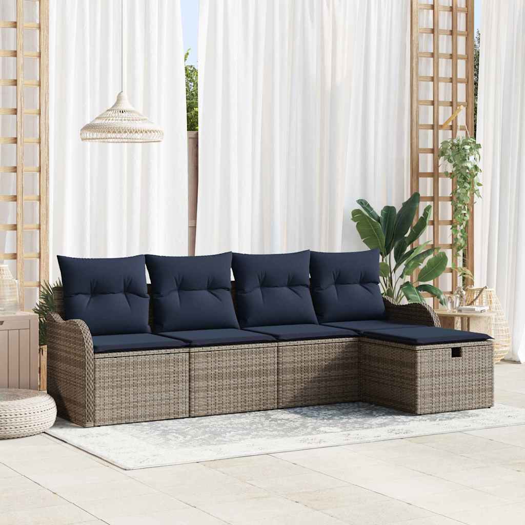 Tuin Sofa Set 5 st 4-Aantal zitplaatsen Grijs en Marineblauw is nu te koop bij PeponiXL, paradijselijk wonen!