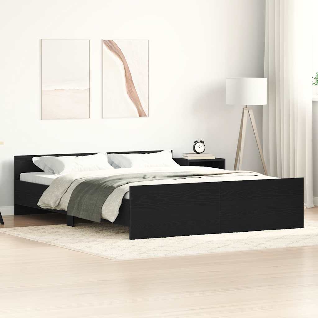 Bedframe zonder matras 160x200 cm bewerkt hout zwart eikenkleur is nu te koop bij PeponiXL, paradijselijk wonen!