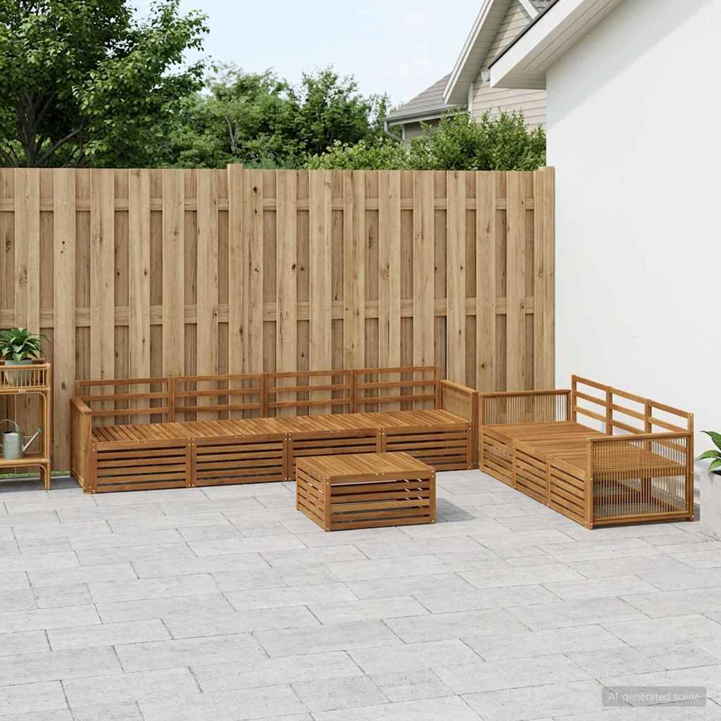 Buiten bankenset 8 pcs Naturel Massief Acaciahout is nu te koop bij PeponiXL, paradijselijk wonen!