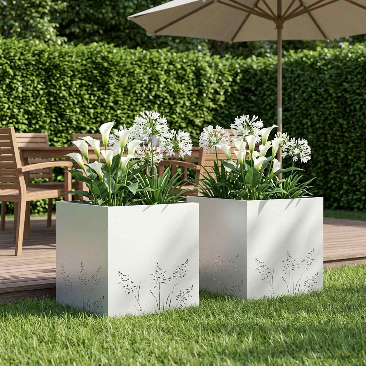Plantenbak 2 st Wit 50 x 50 x 49 cm Koudgewalst staal is nu te koop bij PeponiXL, paradijselijk wonen!