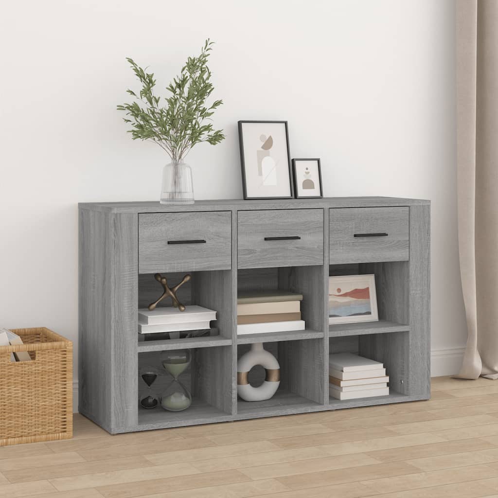 Dressoir 100x30x59,5 cm bewerkt hout grijs sonoma eikenkleurig is nu te koop bij PeponiXL, paradijselijk wonen!
