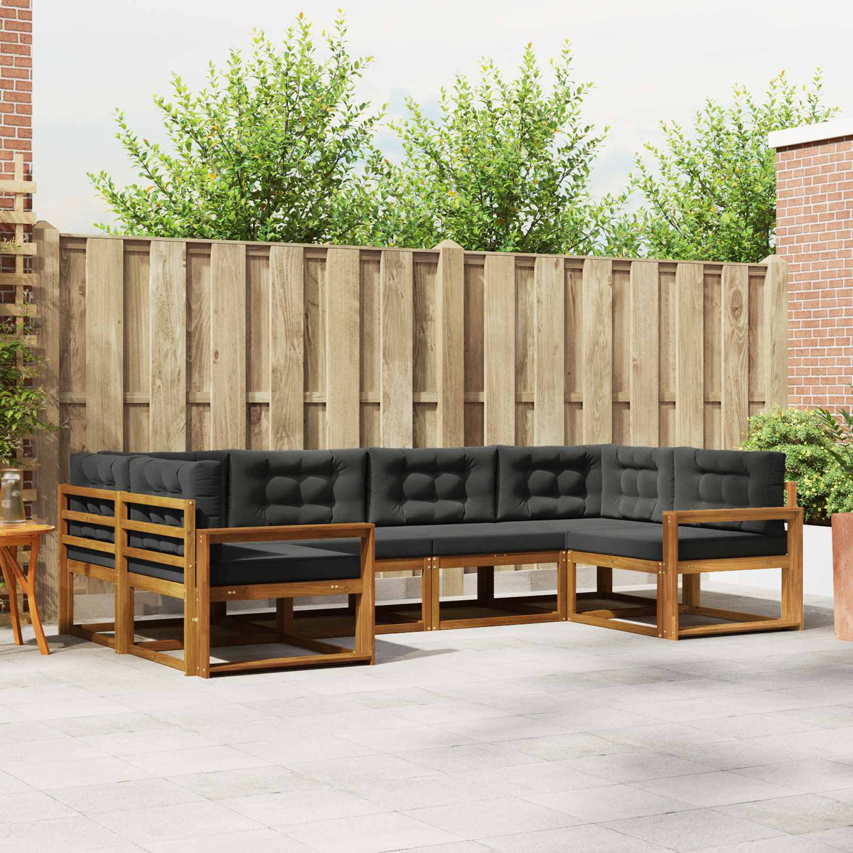 Buiten bankenset met kussen 6 pcs Natuurlijk en Antraciet is nu te koop bij PeponiXL, paradijselijk wonen!