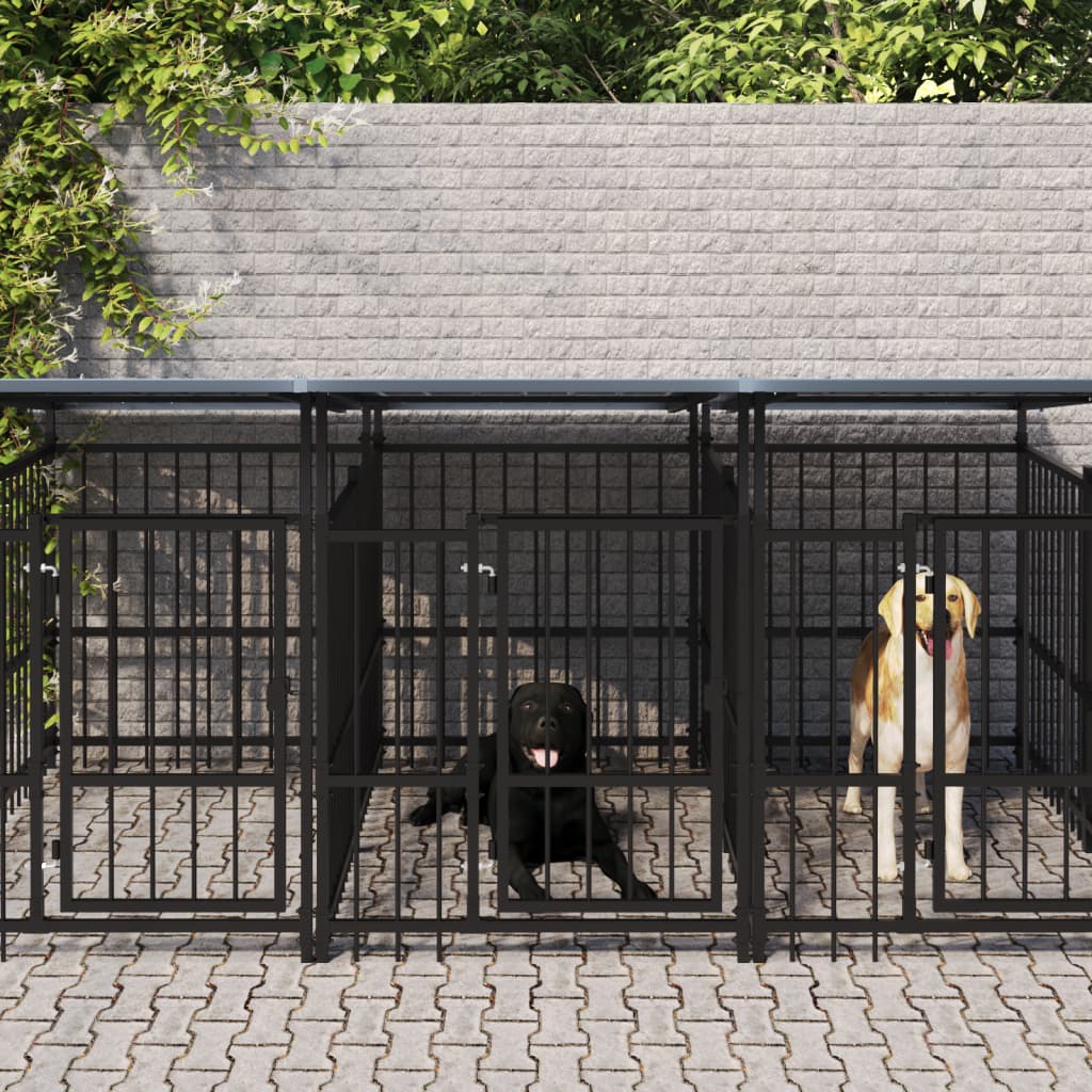 Hondenkennel met dak 15,02 m² staal is nu te koop bij PeponiXL, paradijselijk wonen!