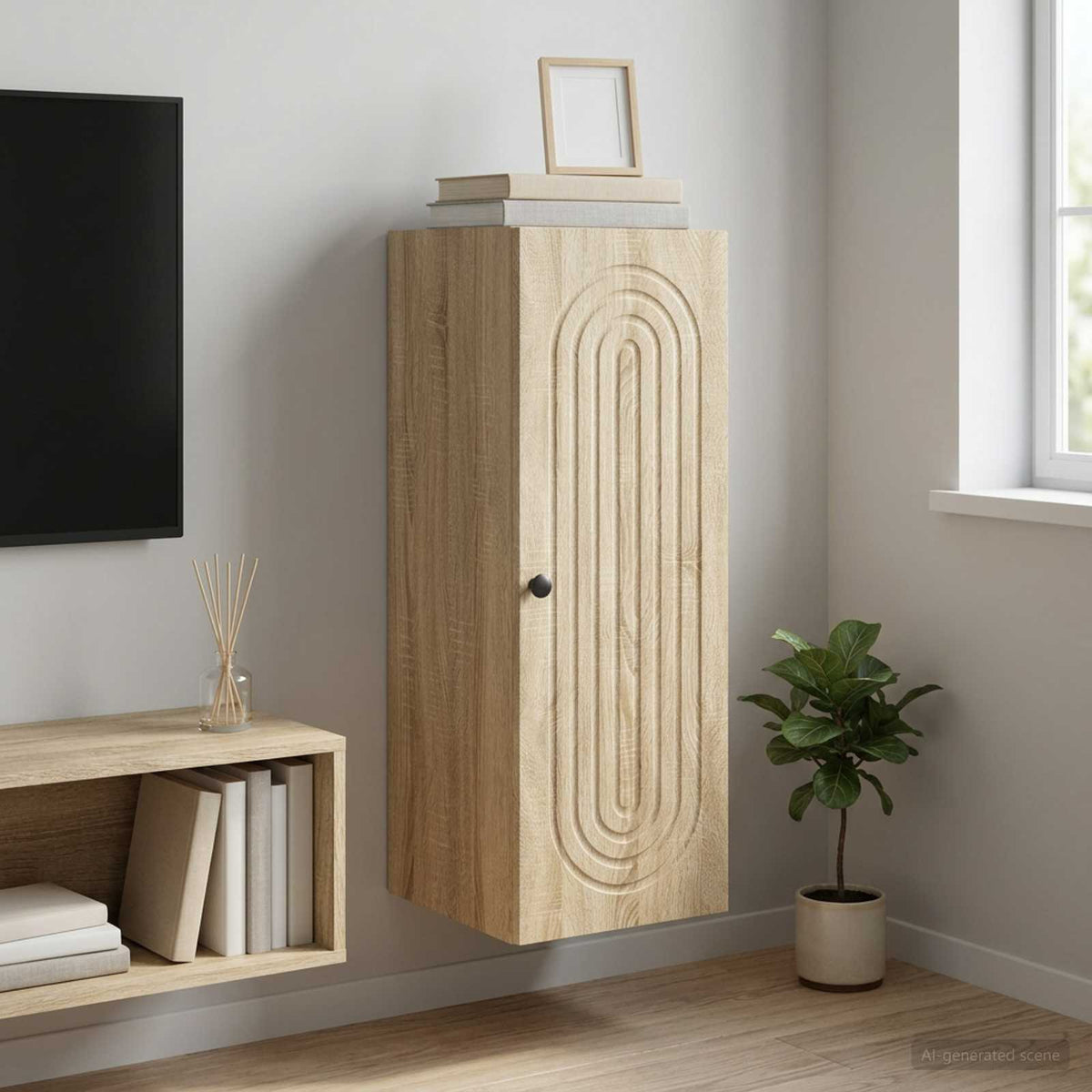 Wandkast Sonoma Eiken 33 x 34,5 x 90 cm Bewerkt hout is nu te koop bij PeponiXL, paradijselijk wonen!
