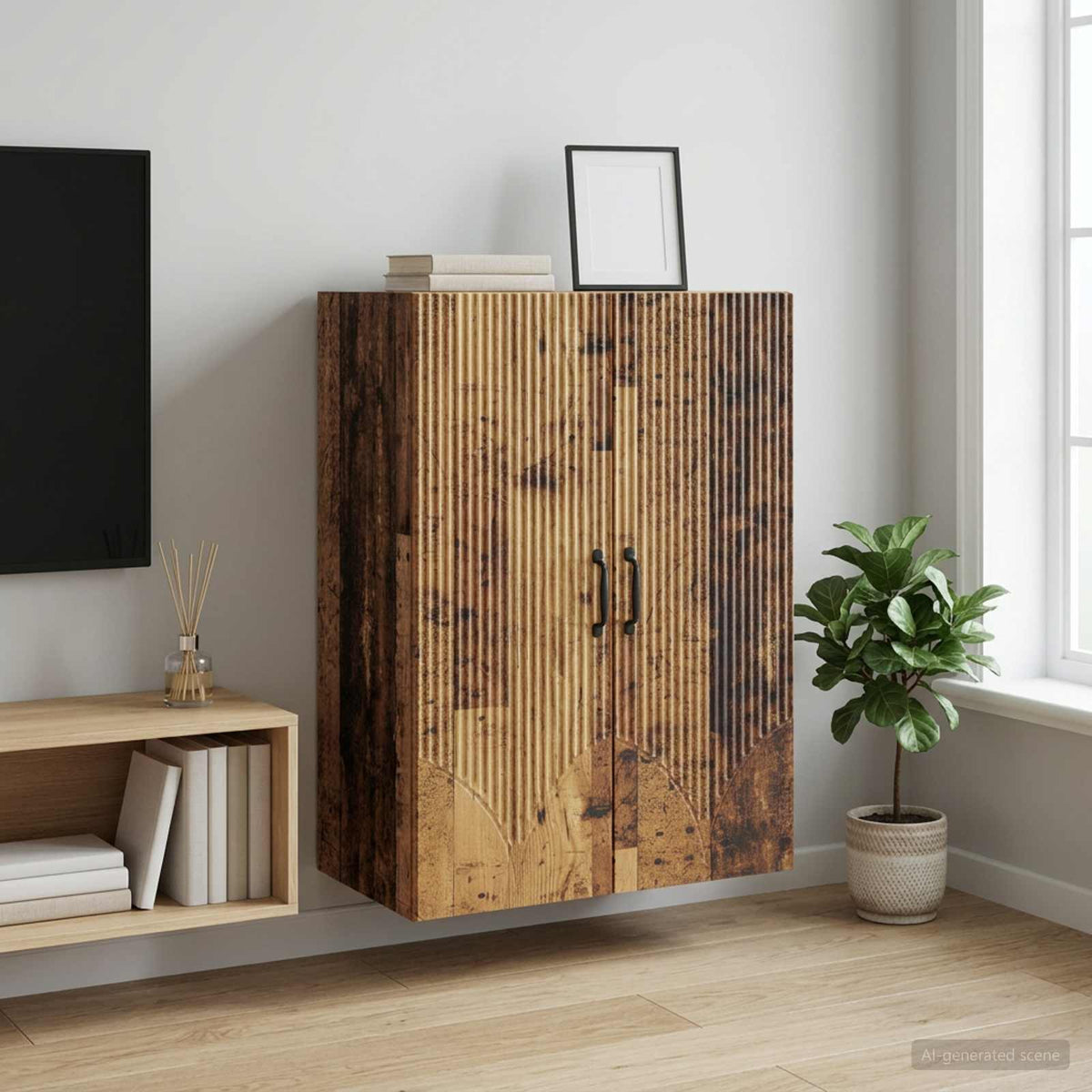 Wandkast Oud hout 66 x 34,5 x 90 cm Bewerkt hout is nu te koop bij PeponiXL, paradijselijk wonen!