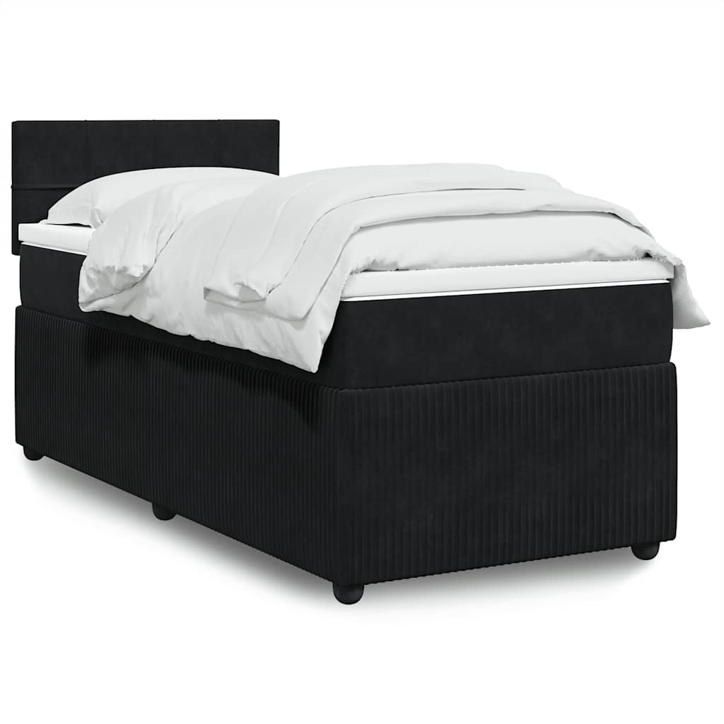 Boxspring met matras fluweel zwart 80x200 cm is nu te koop bij PeponiXL, paradijselijk wonen!