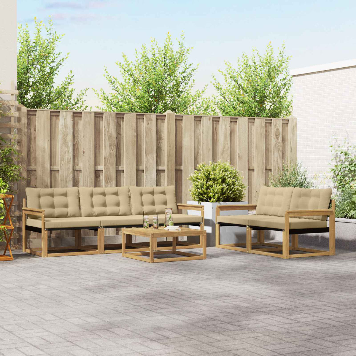 Buiten bankenset 6 pcs Wit en Beige 79 x 79 x 37 cm is nu te koop bij PeponiXL, paradijselijk wonen!