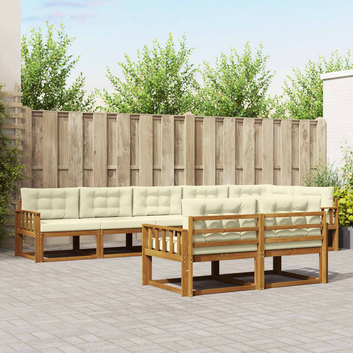 Buiten bankenset met kussen 8 pcs Natuurlijk en Crème is nu te koop bij PeponiXL, paradijselijk wonen!