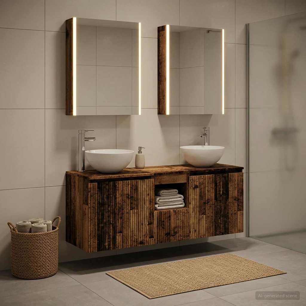 vidaXL Badkamerkastenset 5 st Oud hout Bewerkt hout