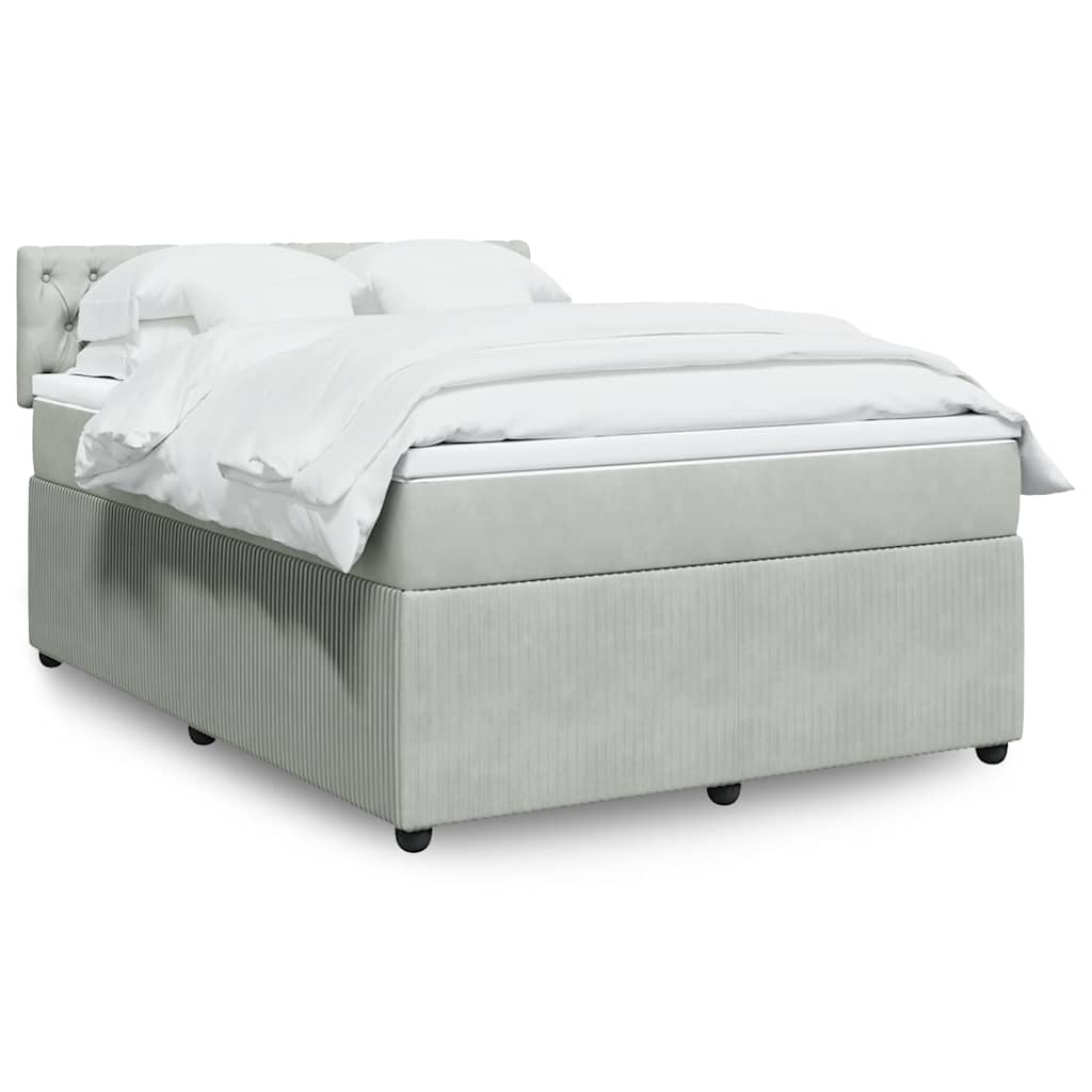 Boxspring met matras fluweel lichtgrijs 140x190 cm is nu te koop bij PeponiXL, paradijselijk wonen!