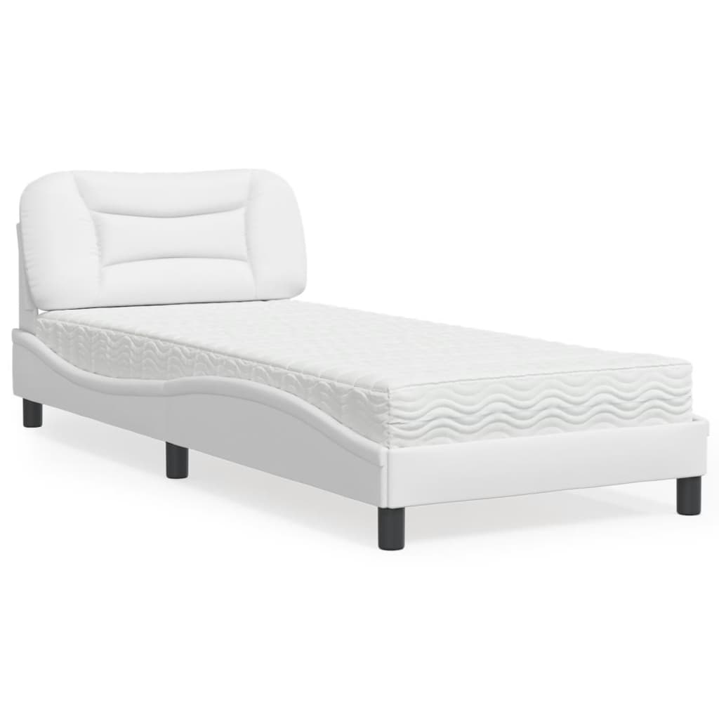 Bed met matras "Hvar" kunstleer wit 90x190 cm is nu te koop bij PeponiXL, paradijselijk wonen!