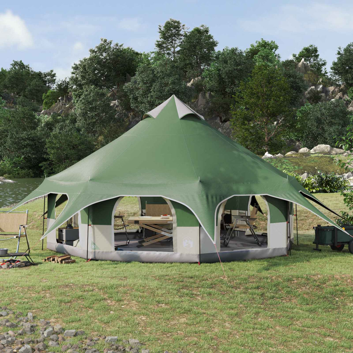 Gezinstent Groen 10-persoons 185T Polyester met PU Coating is nu te koop bij PeponiXL, paradijselijk wonen!