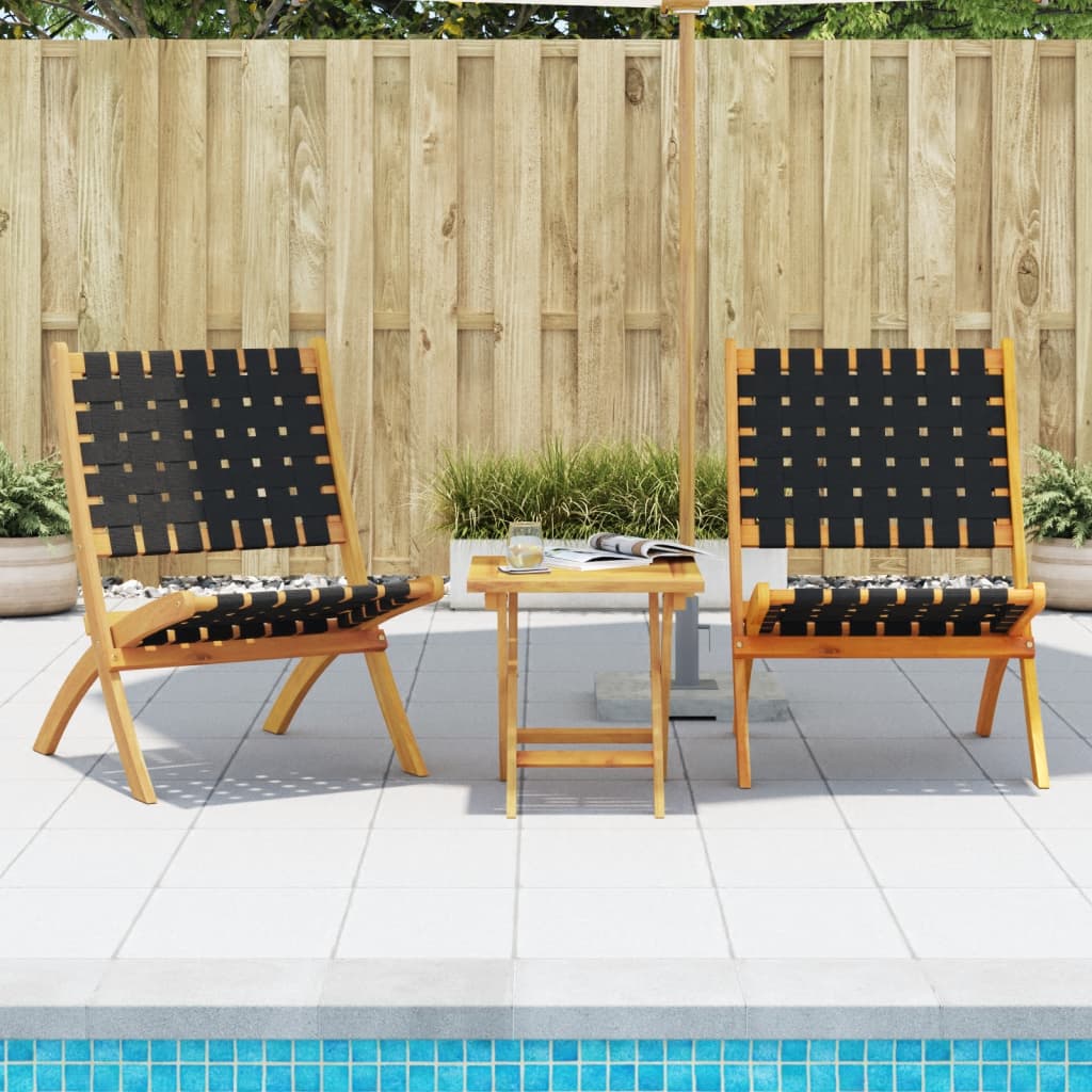 Set van 2 klapstoelen met tafel, zwart, massief hout is nu te koop bij PeponiXL, paradijselijk wonen!