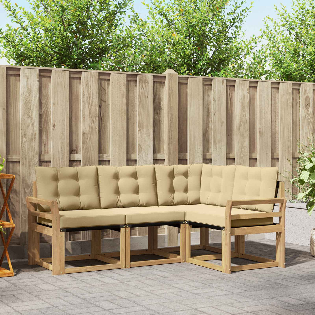 Buiten bankenset met kussen 4 pcs Wit en Beige is nu te koop bij PeponiXL, paradijselijk wonen!