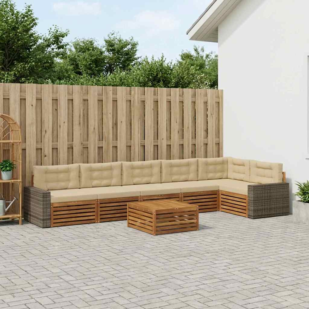 Buiten bankenset 7 pcs Natuurlijk en Beige 79 x 79 x 37 cm is nu te koop bij PeponiXL, paradijselijk wonen!