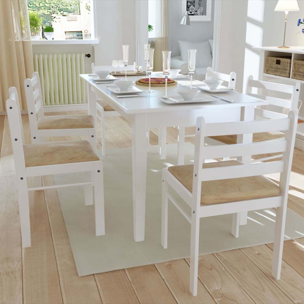Eetkamerstoelen 6 st massief hout en fluweel wit is nu te koop bij PeponiXL, paradijselijk wonen!