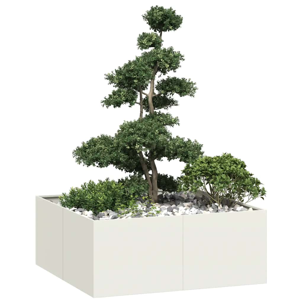 Plantenbak 100x100x40 cm staal wit is nu te koop bij PeponiXL, paradijselijk wonen!