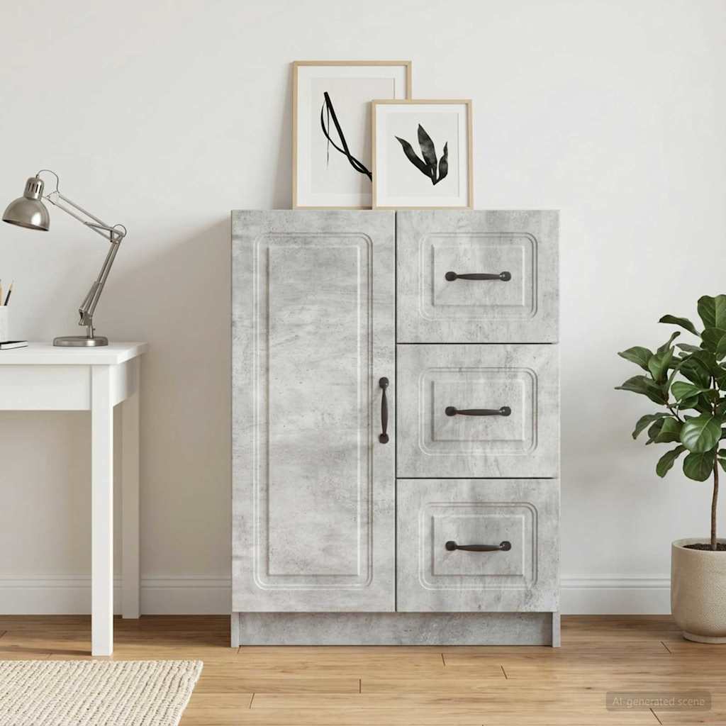 Dressoir met lade Betongrijs 66 x 34,5 x 87 cm Bewerkt hout is nu te koop bij PeponiXL, paradijselijk wonen!