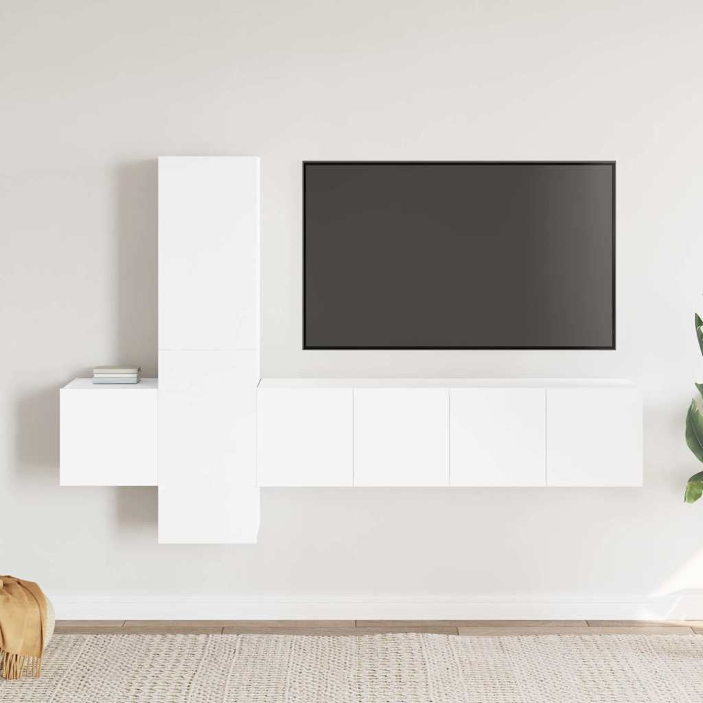 5-delige Tv-meubelset bewerkt hout wit is nu te koop bij PeponiXL, paradijselijk wonen!