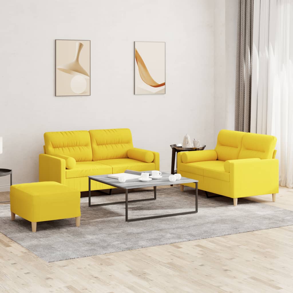 3-delige Loungeset met kussens stof lichtgeel is nu te koop bij PeponiXL, paradijselijk wonen!