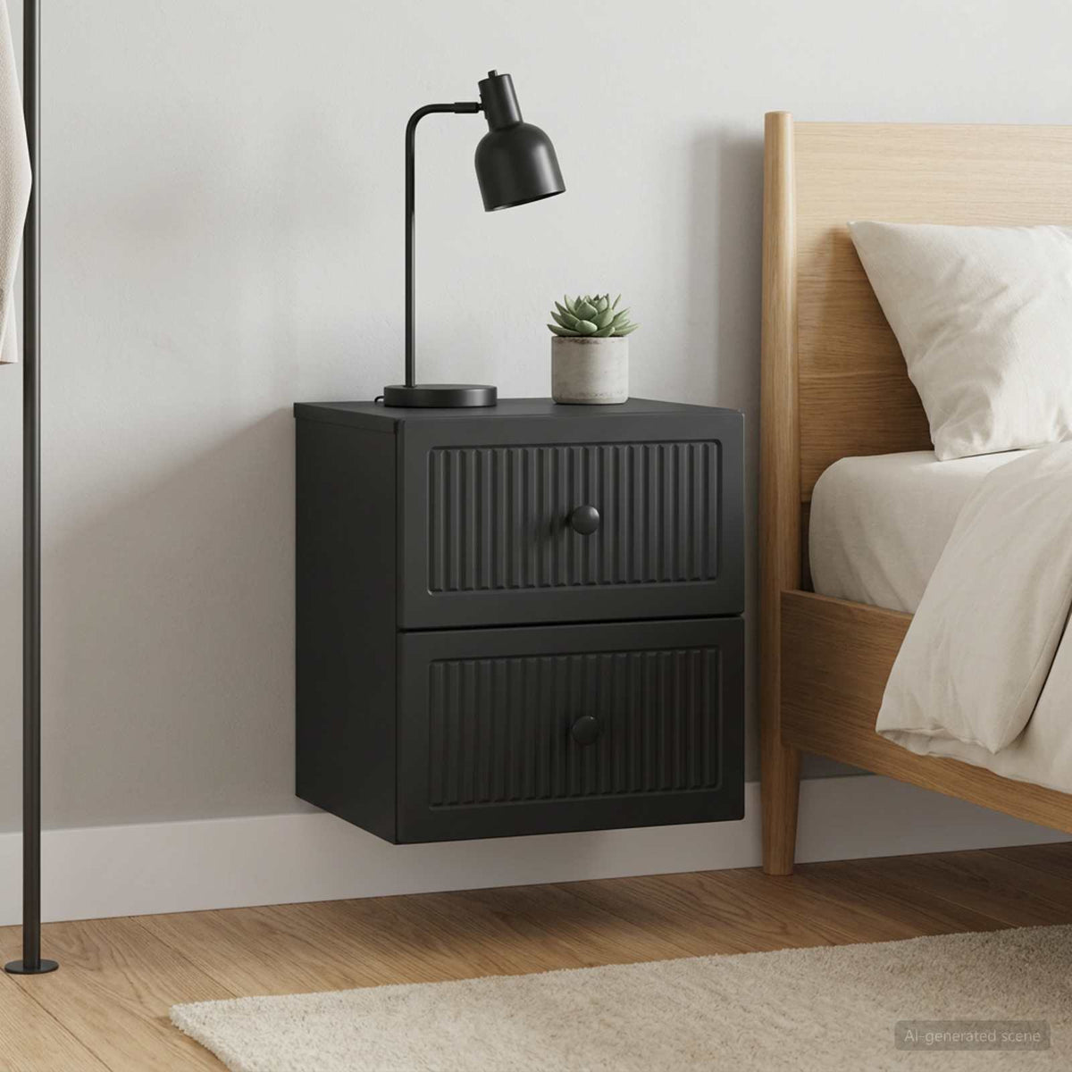 Wandbeugel Bedkast 2 pcs Zwart 33 x 34,5 x 40 cm Bewerkt hout is nu te koop bij PeponiXL, paradijselijk wonen!