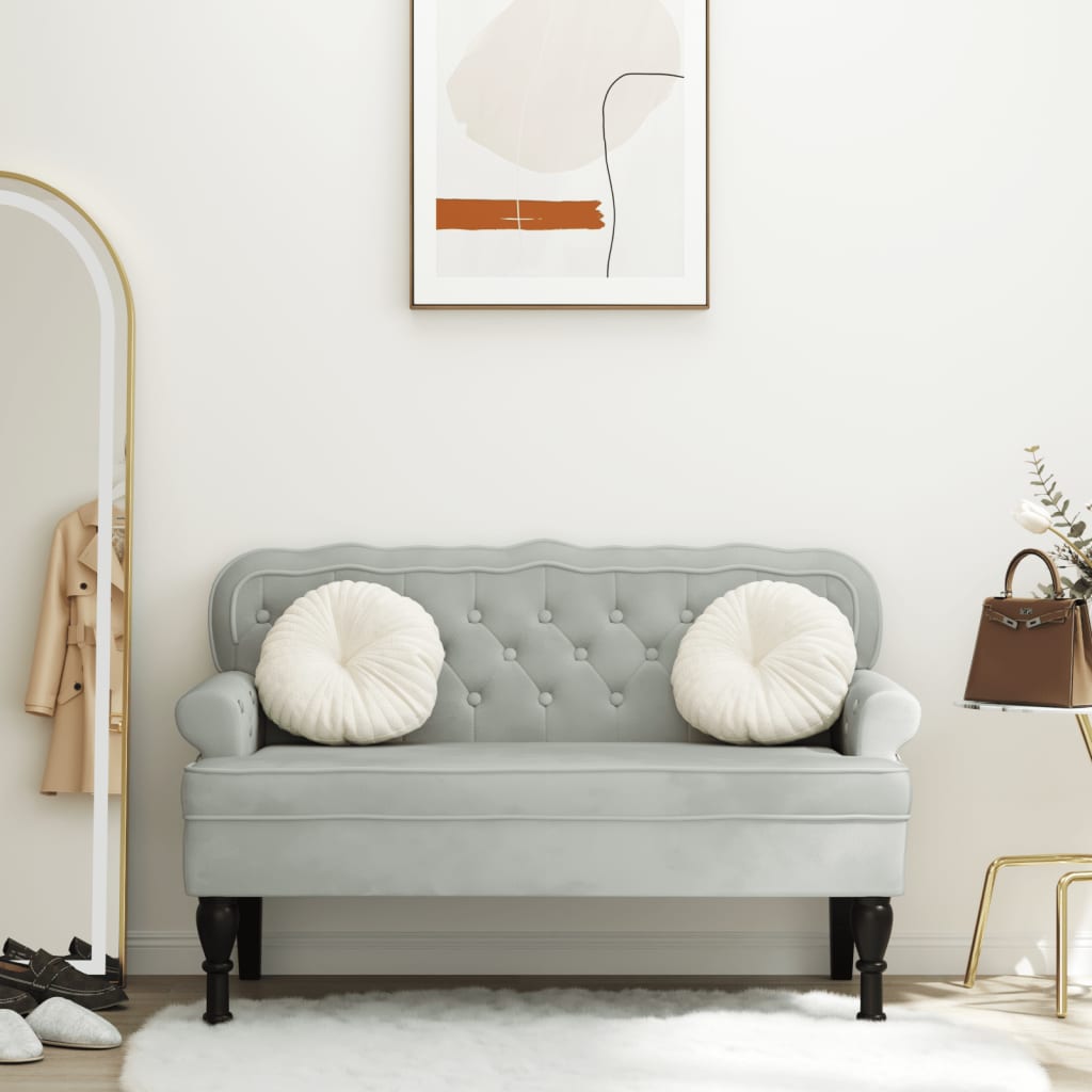 Bank met rugleuning lichtgrijs 119,5x64,5x75 cm fluweel is nu te koop bij PeponiXL, paradijselijk wonen!