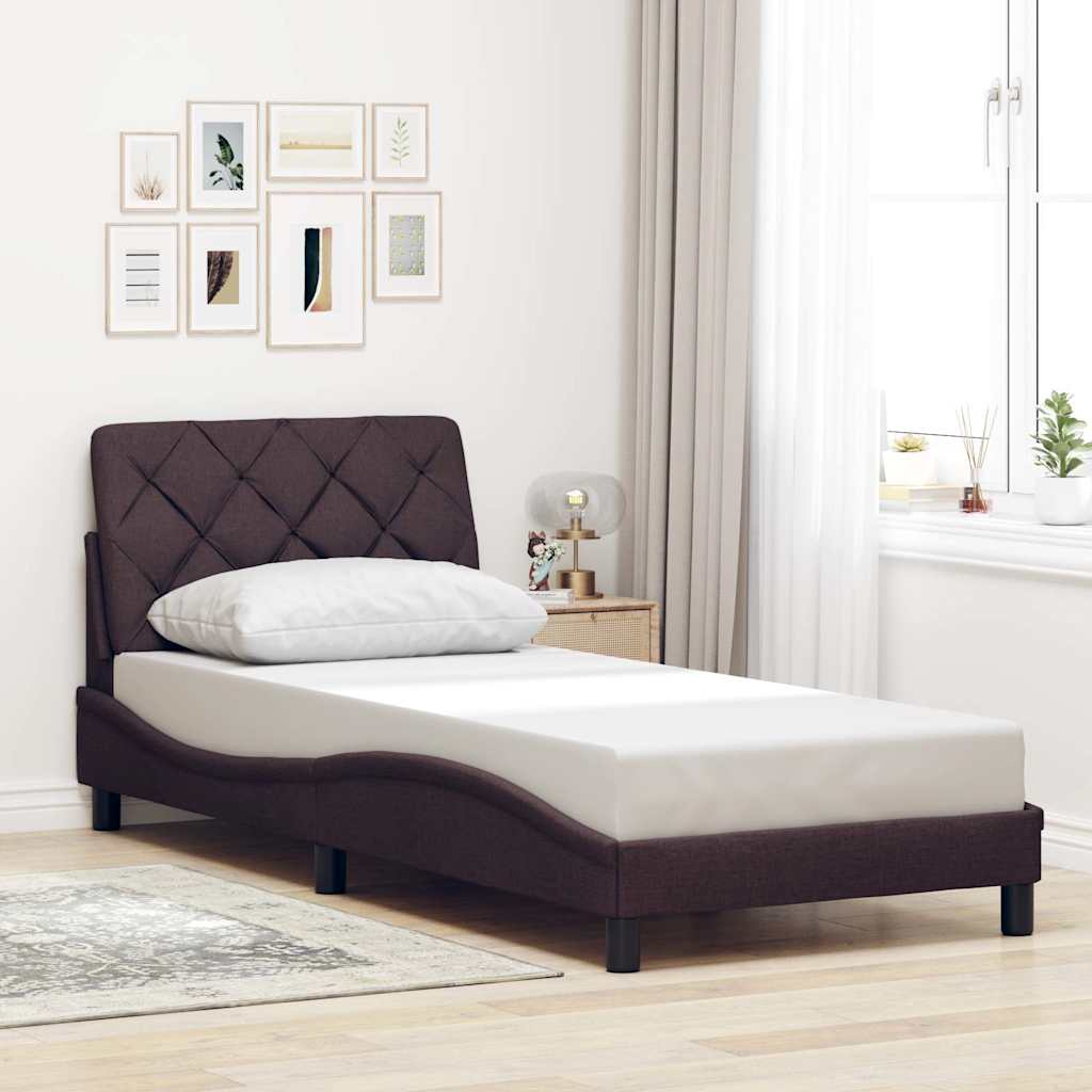 Bedframe zonder matras 90x200 cm stof donkerbruin is nu te koop bij PeponiXL, paradijselijk wonen!