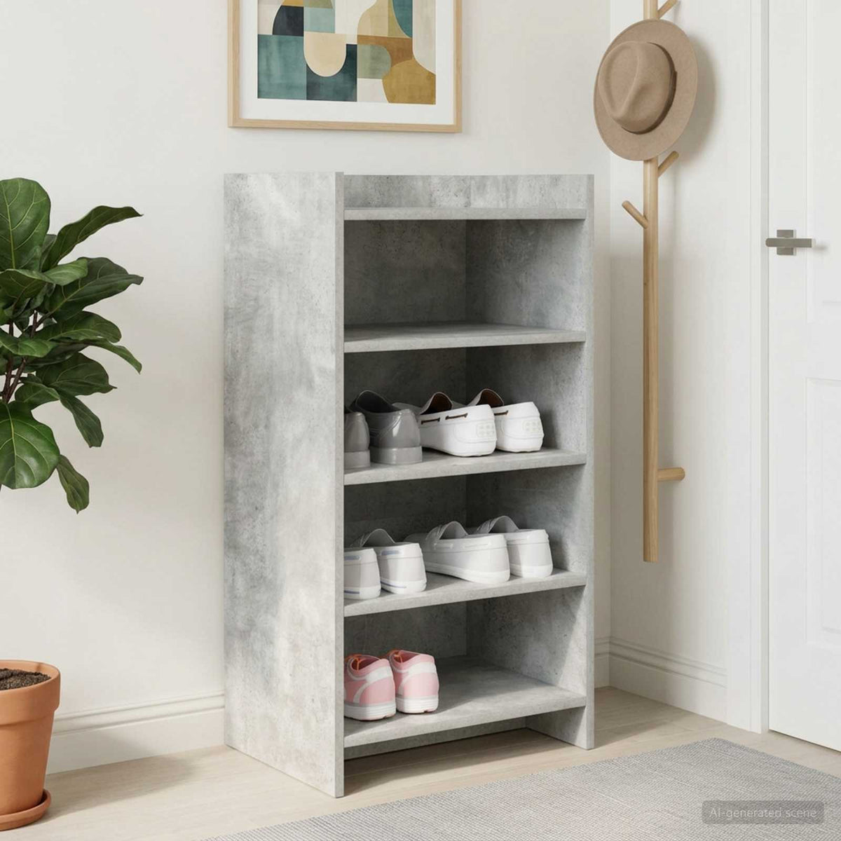 Schoenenkast met opslag Betongrijs 48 x 36 x 92 cm Bewerkt hout is nu te koop bij PeponiXL, paradijselijk wonen!