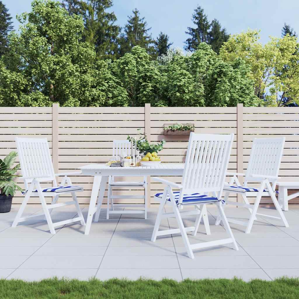 Tuinstoelkussens 4 st gestreept 50x50x4 cm stof wit en blauw is nu te koop bij PeponiXL, paradijselijk wonen!