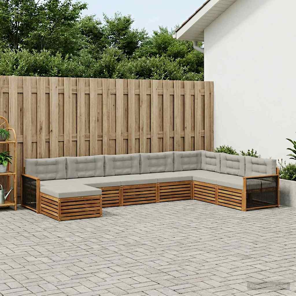 Buiten bankenset met kussen 8 pcs Naturel en lichtgrijs is nu te koop bij PeponiXL, paradijselijk wonen!