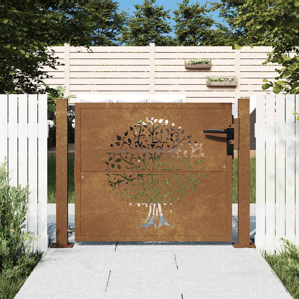 Poort 100x100 cm boomontwerp cortenstaal is nu te koop bij PeponiXL, paradijselijk wonen!