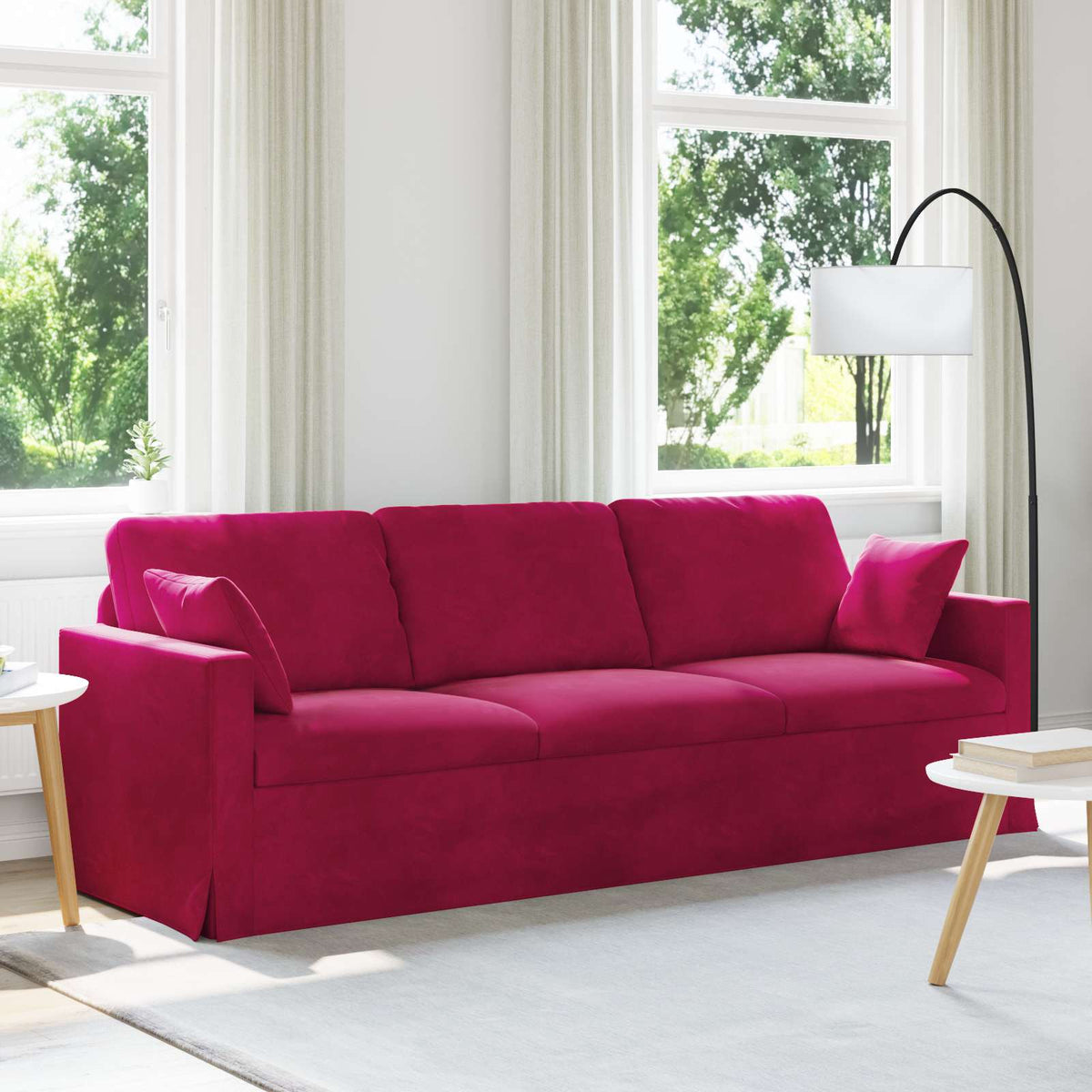 Bank Wijnrood 228 x 78 x 80 cm Fluweel is nu te koop bij PeponiXL, paradijselijk wonen!