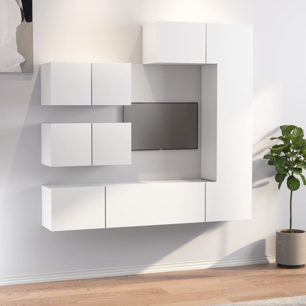 6-delige Tv-meubelset bewerkt hout wit is nu te koop bij PeponiXL, paradijselijk wonen!