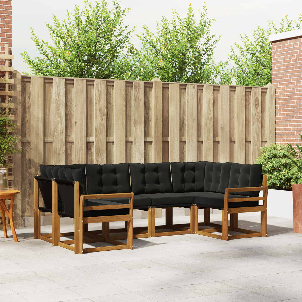 Buiten bankenset met kussen 6 pcs Naturel en Zwart is nu te koop bij PeponiXL, paradijselijk wonen!