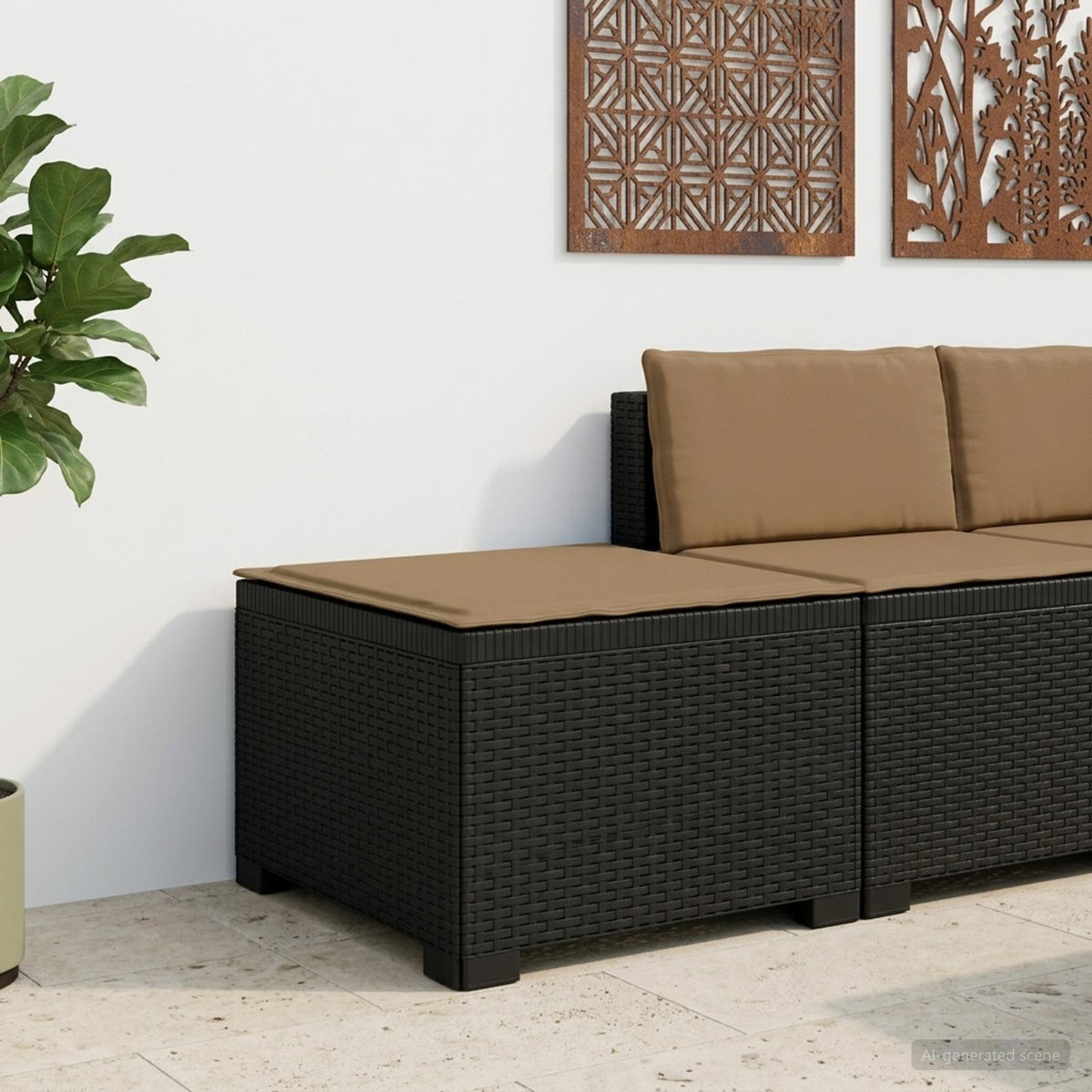 Eénpersoons Tuinbank met Kussen Rattan Look PP Antraciet is nu te koop bij PeponiXL, paradijselijk wonen!