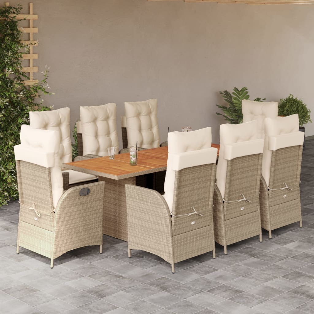 9-delige Tuinset met kussens poly rattan beige is nu te koop bij PeponiXL, paradijselijk wonen!