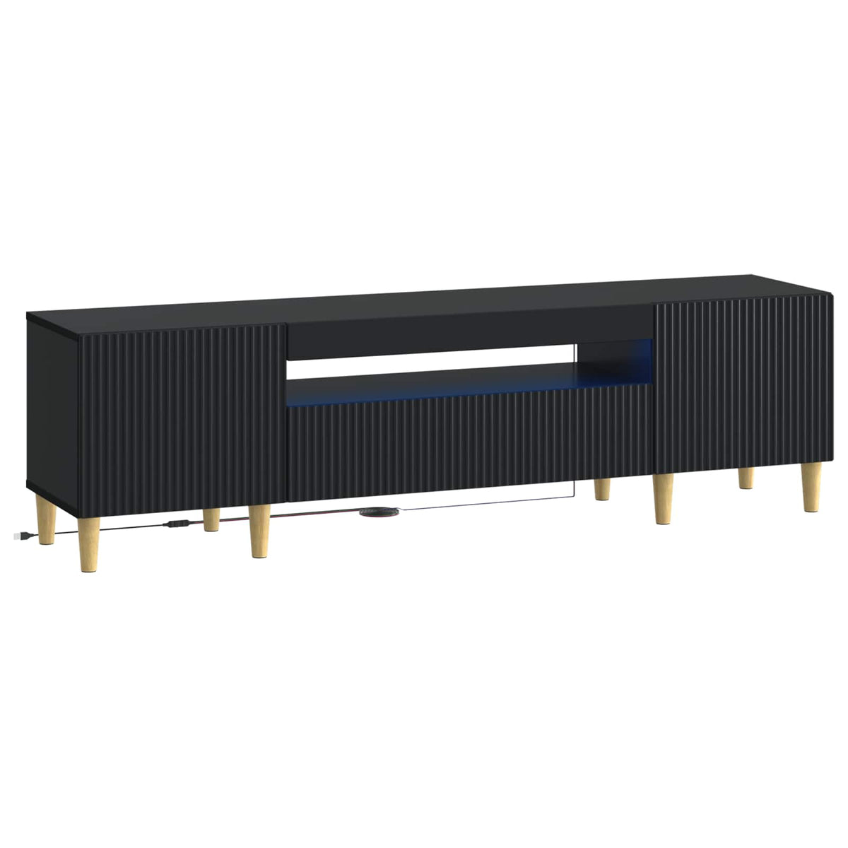 LED tv-meubel Zwart Bewerkt hout is nu te koop bij PeponiXL, paradijselijk wonen!