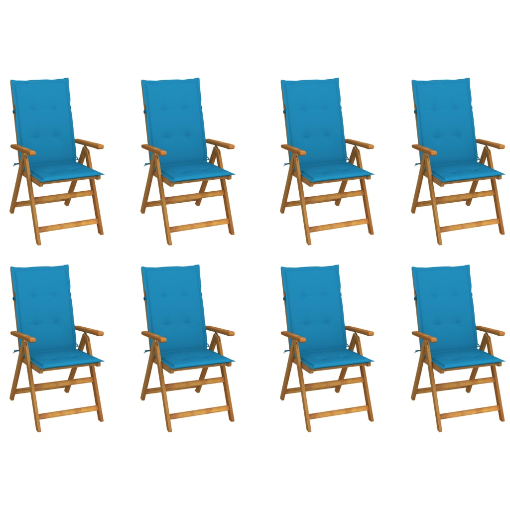 Tuinstoelen 8 st inklapbaar met kussens massief acaciahout is nu te koop bij PeponiXL, paradijselijk wonen!
